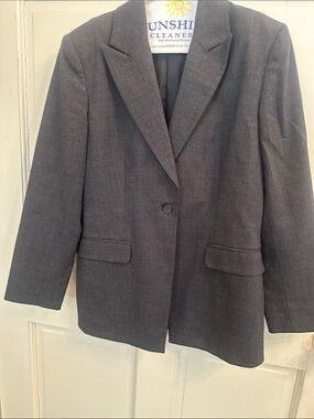 Petite Studio Charcoal Gray Single-Button Blazer
